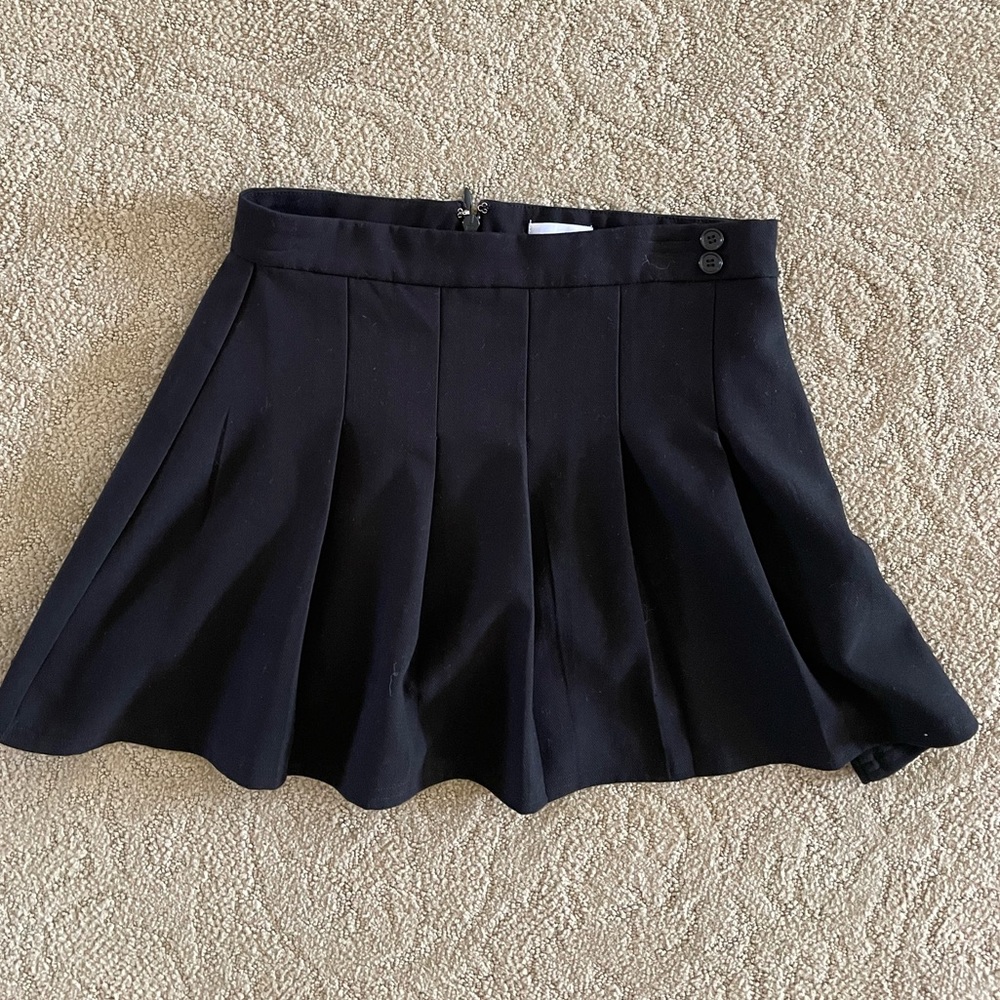 We Wore What Black Pleated Mini Skort